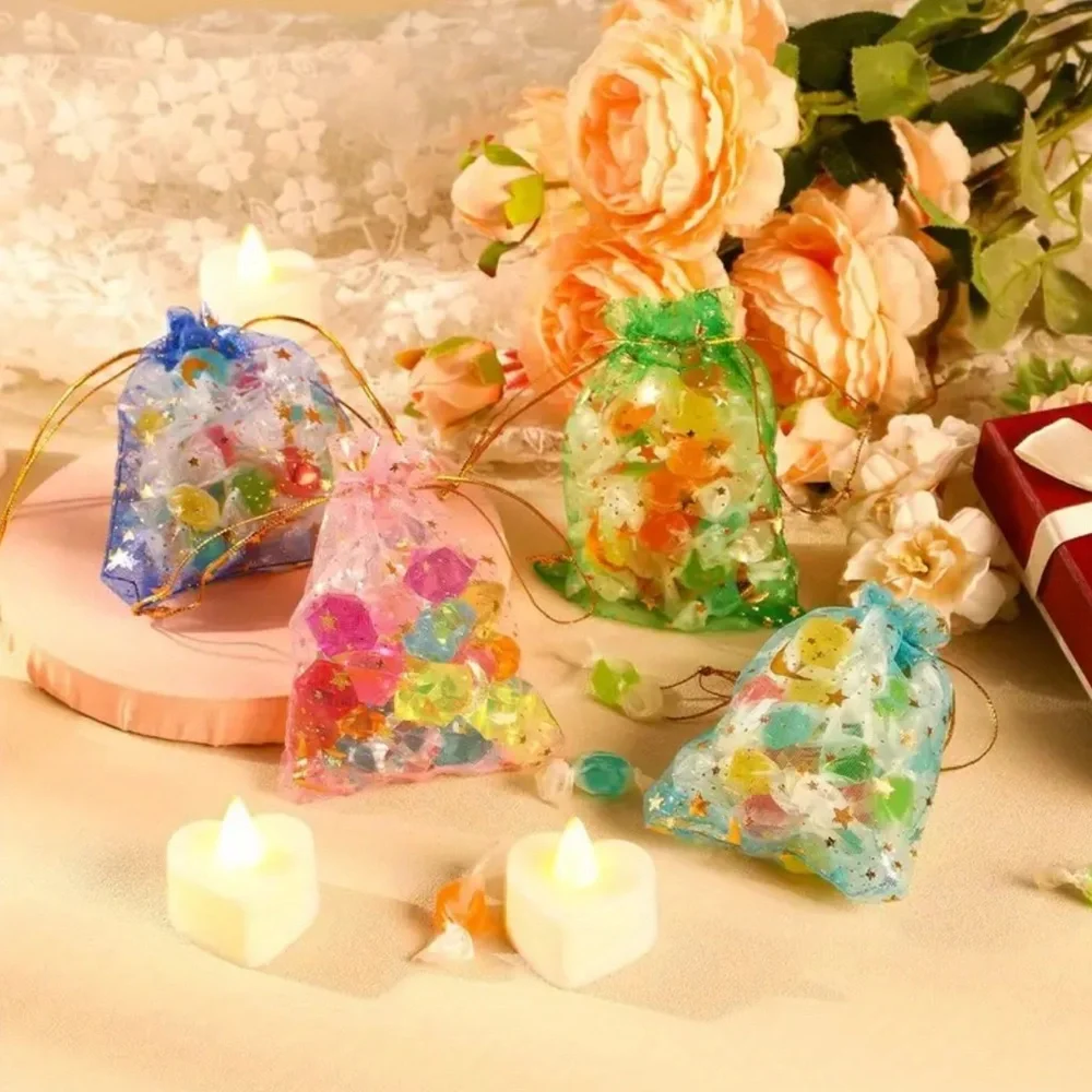 Vibrant Organza Favor Bags with Drawstring Closure mix colors 20 per bundle